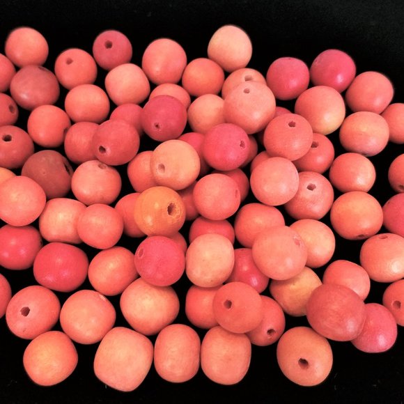 70+ Orange wood BEADS round handmade 8-10 mm - Picture 4 of 6